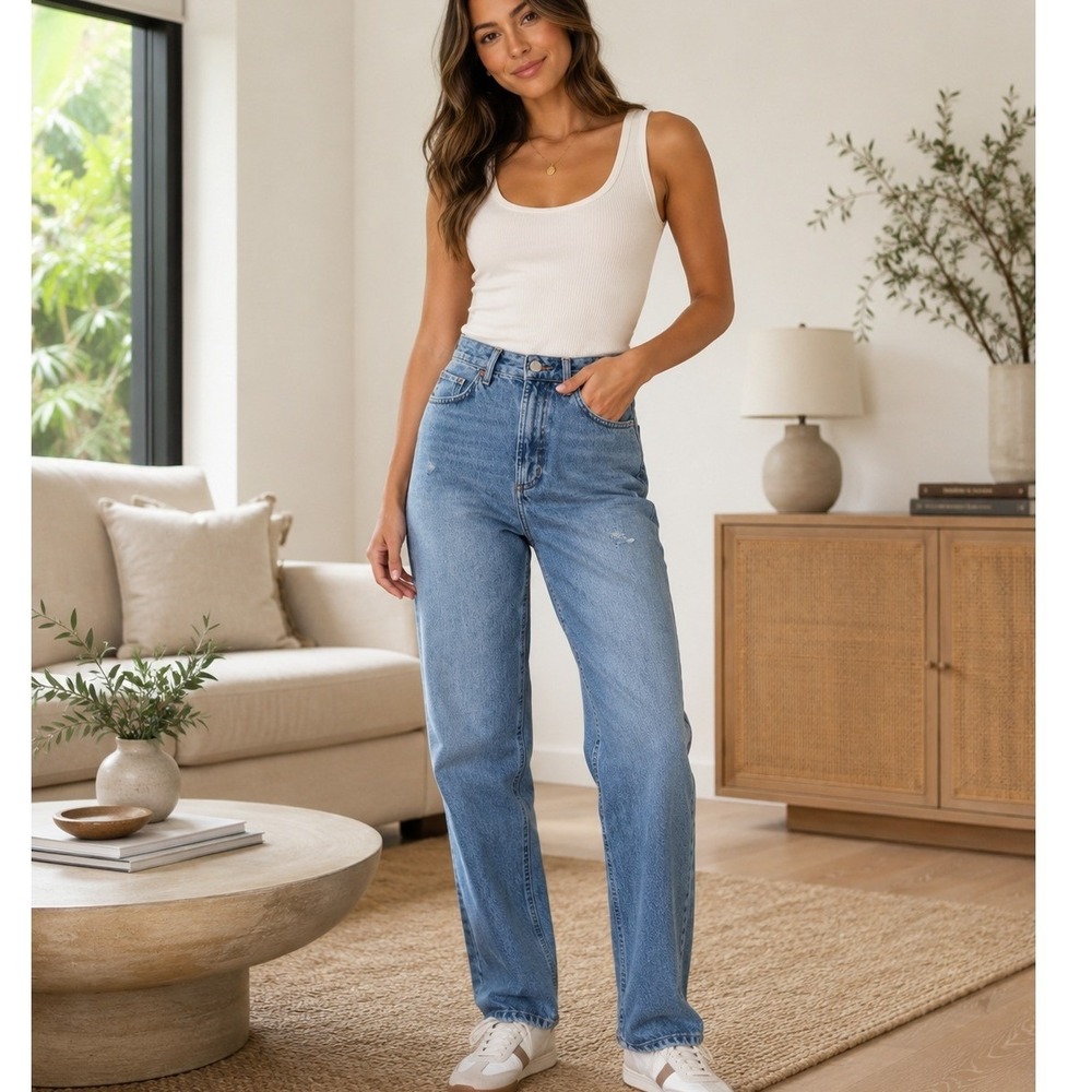 BDG Jeans Womens 27 Blue Mom Distressed High Rise Vintage Retro Denim